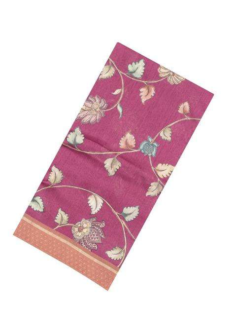 Chestnut Pink Chesnutt Pink Printed Tussar Silk Saree With Floral Motifs For Women