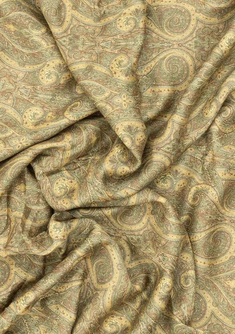 Beige Printed Tussar Silk Saree With Floral Motifs For Women - Indya