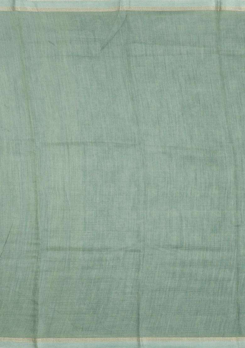 Cyan Printed Tussar Silk Saree With Floral Motifs For Women - Indya