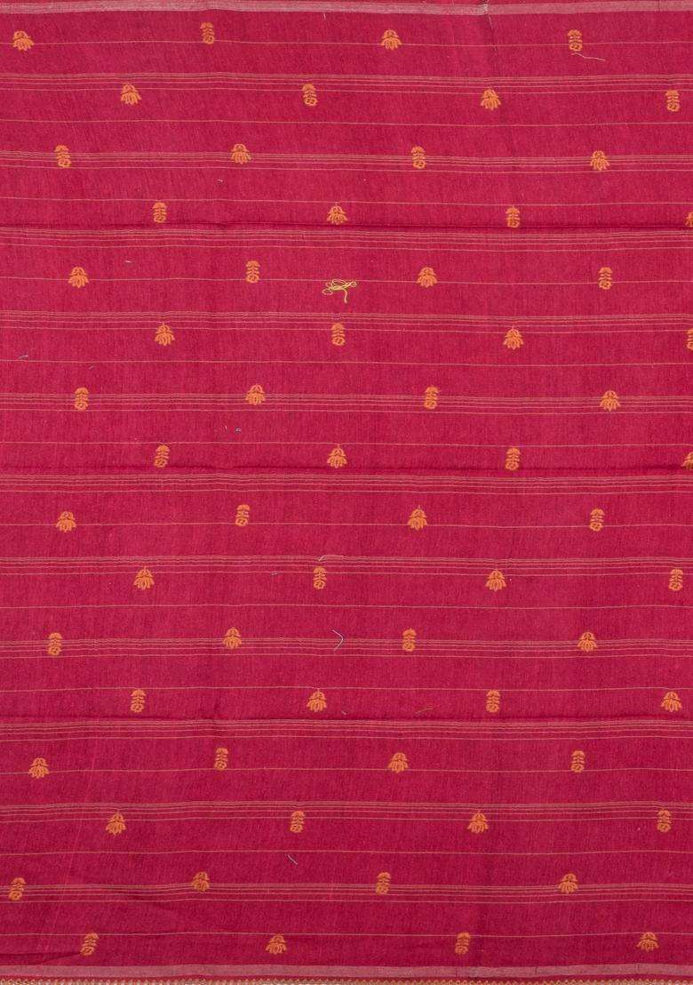 Pink Printed Tussar Silk Saree With Checks Printed Pallu For Women - Indya