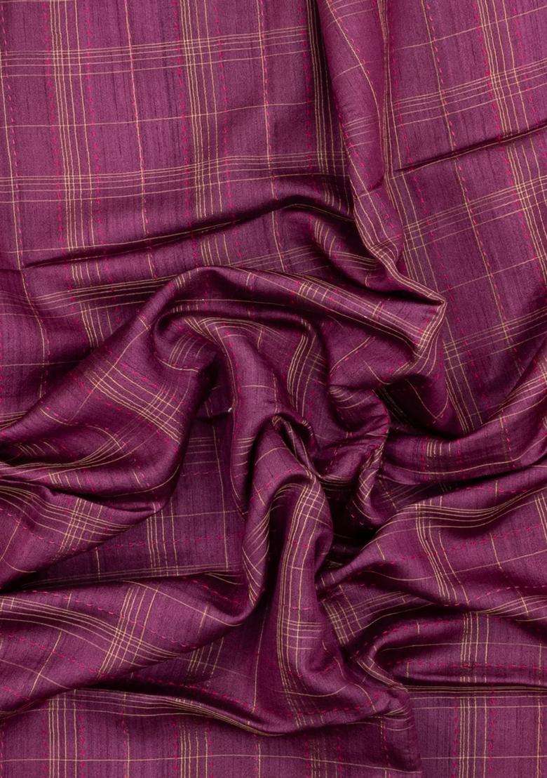 Chestnut Pink Chesnutt Pink Printed Tussar Silk Saree With Checks Printed Pallu For Women - Indya