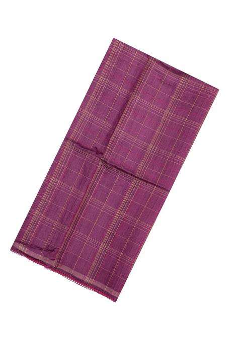 Chestnut Pink Chesnutt Pink Printed Tussar Silk Saree With Checks Printed Pallu For Women