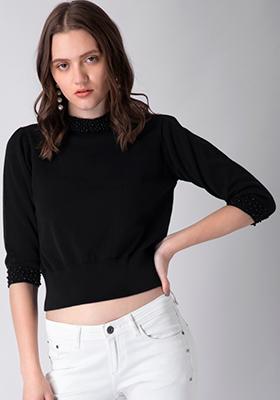 Black Pearl Embellished Sweater 