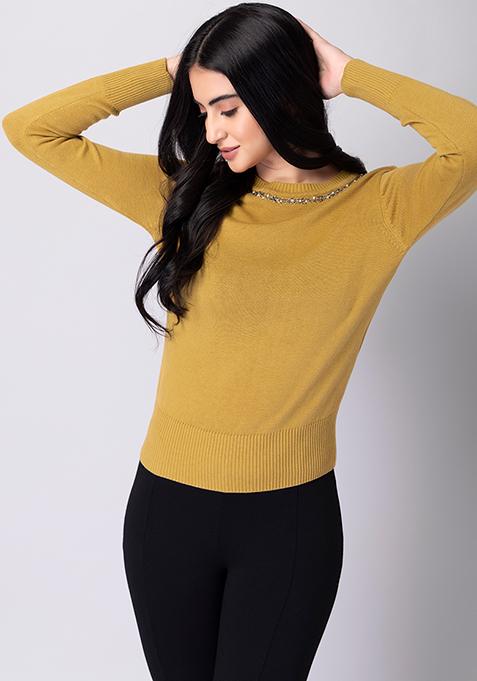 Mustard Yellow Crew Neck Sweater