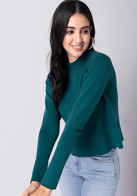 Teal High Neck Jumper