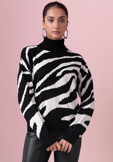 Black And White Zebra Print Jumper