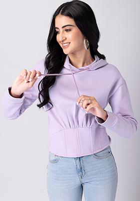 Lilac Drawstring Hooded Sweatshirt