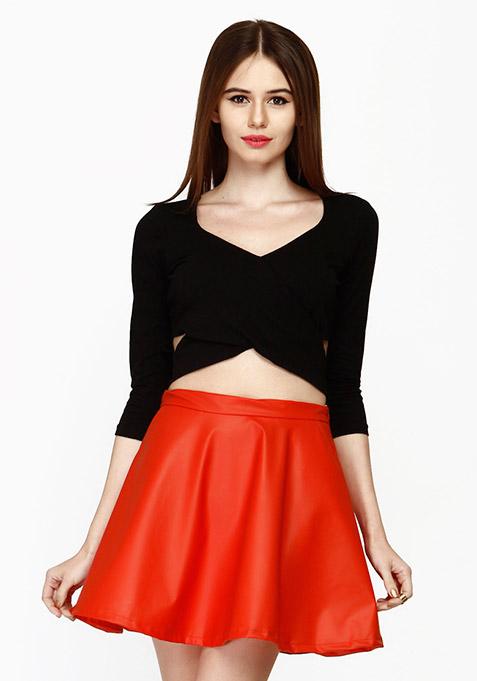 Cut Away Crop Top - Black