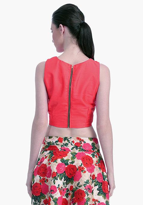 Buy Women Coral Lust Silk Crop Top Tops Indya Canada