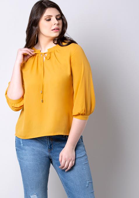 CLASSICS Yellow Frill Neck Top