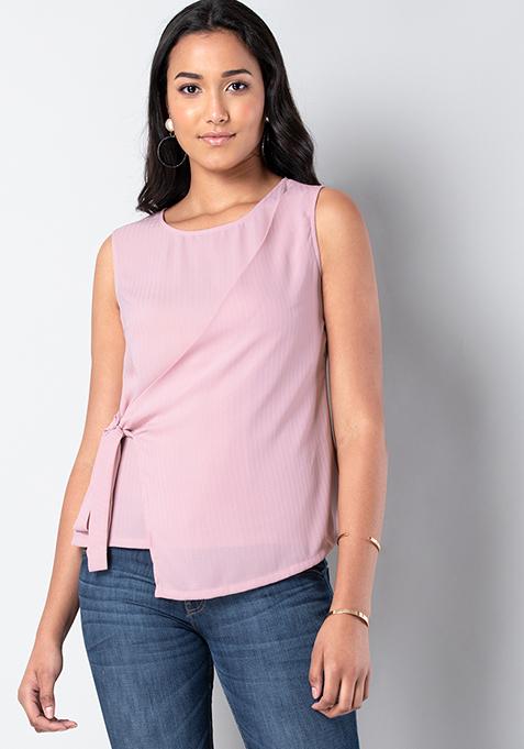 Blush Side Tie Blouse 