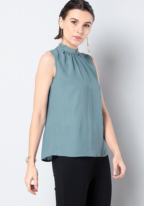 Buy Women Classics Blue Back Tie Blouse - Blouses Online India - FabAlley