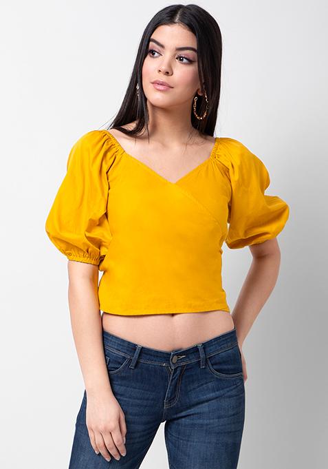 Eloquii Synthetic Puff Sleeve Peplum Top in Black - Lyst