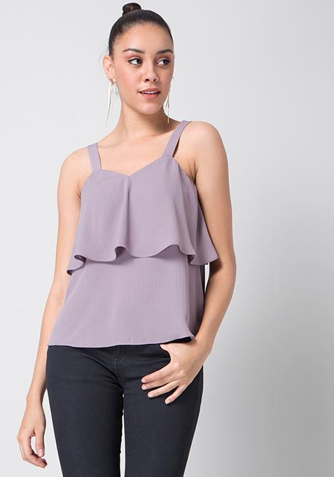 Purple Strappy Layered Top 