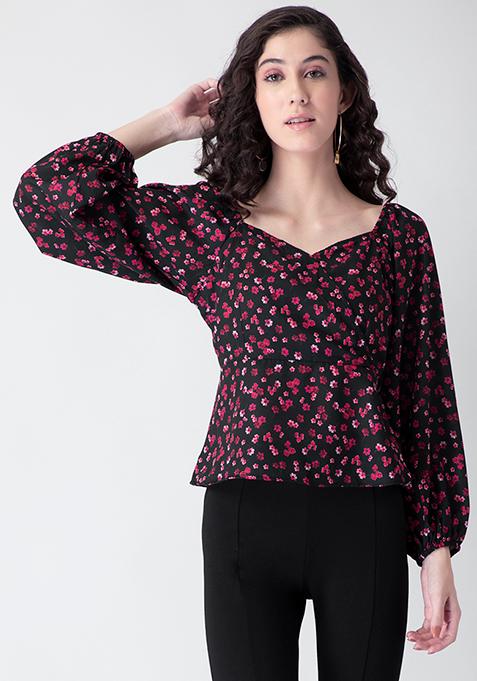 black floral wrap
