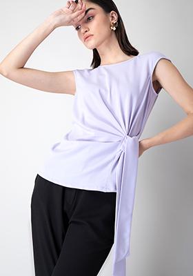 Lilac Side Tie Blouse