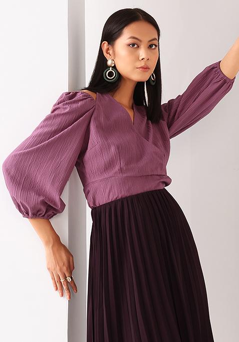 Purple Cut Out Wrap Top 