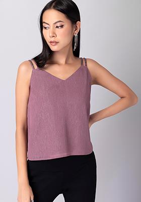 Purple Embellished Strappy Top 