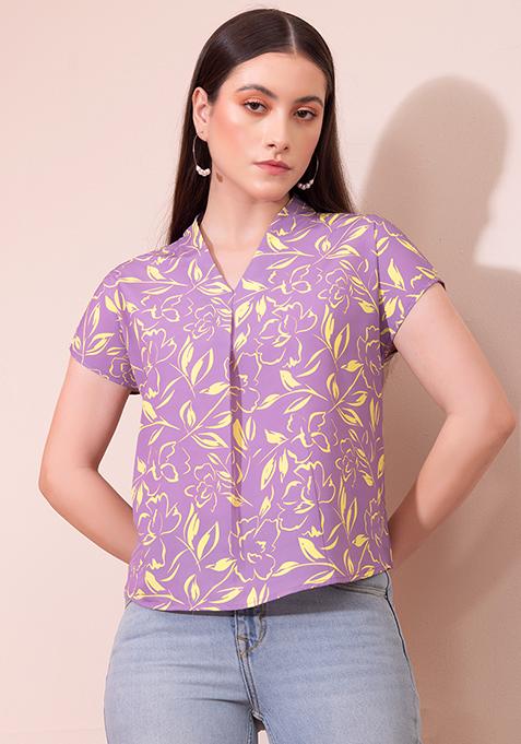 Lilac Floral Print Blouse