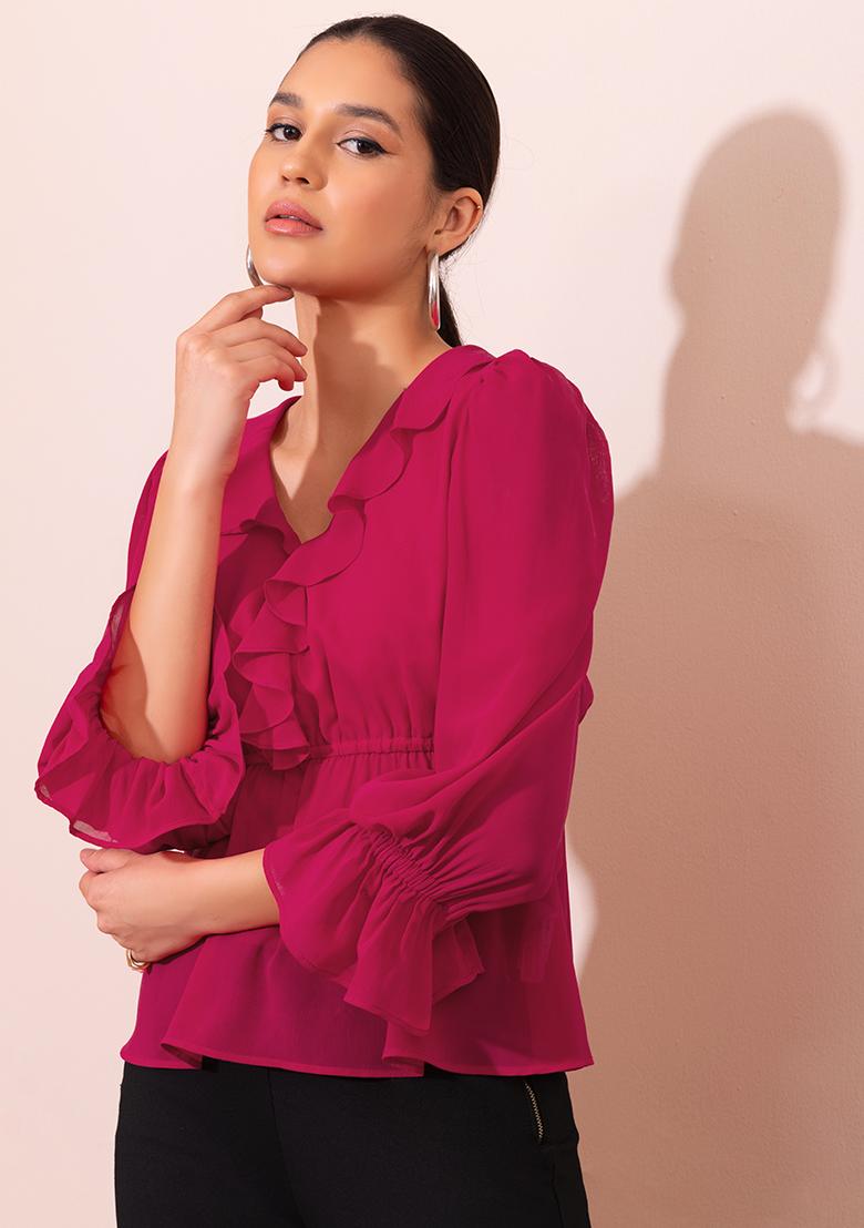 neon pink peplum top
