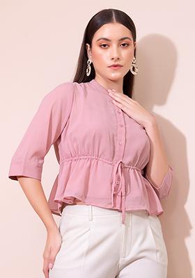 Light Pink Peplum Top With Camisole