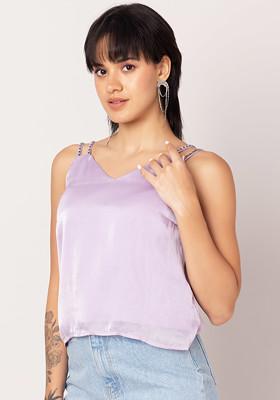 Lilac Embellished Strappy Top