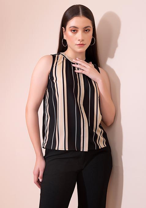 Black Striped Sleeveless Top