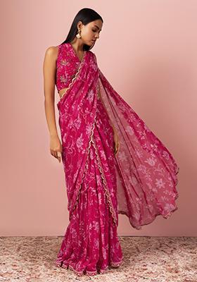 This pink Jamdani here is matched with this beige Saree Shapewear
