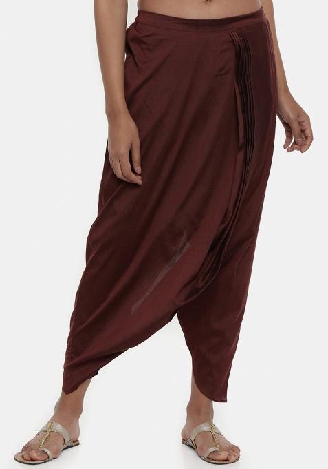 Brown Solid Cotton Pant