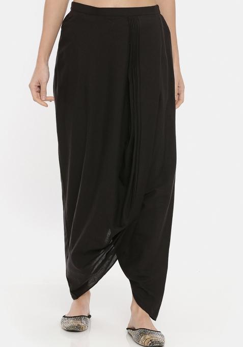 Black Solid Cotton Pant