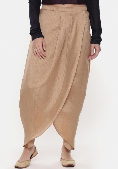 Rust Beige Solid Silk Pant