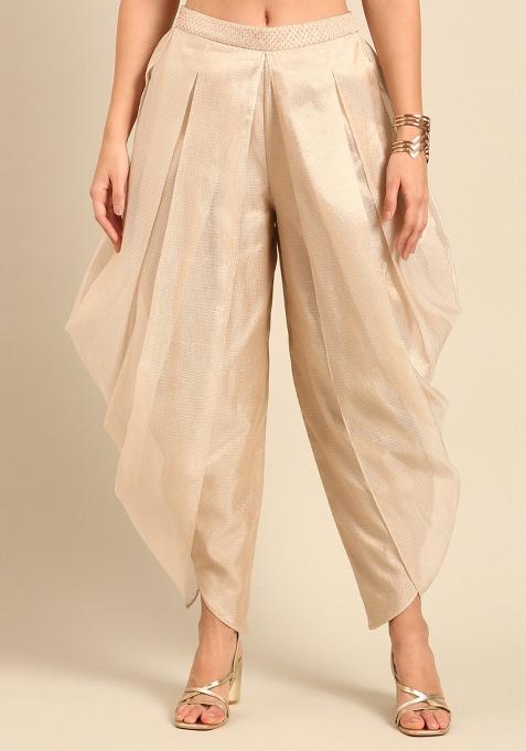 Gold Solid Chanderi Pant