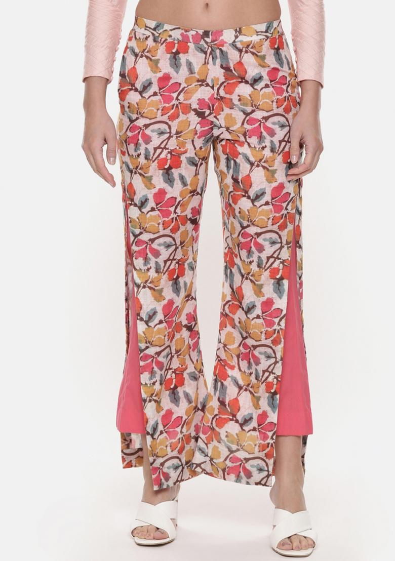 Red And Yellow And Printed Cotton Pant