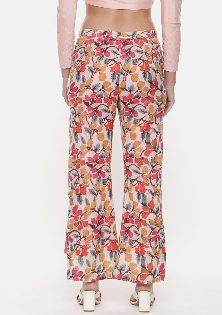 Red And Yellow And Printed Cotton Pant