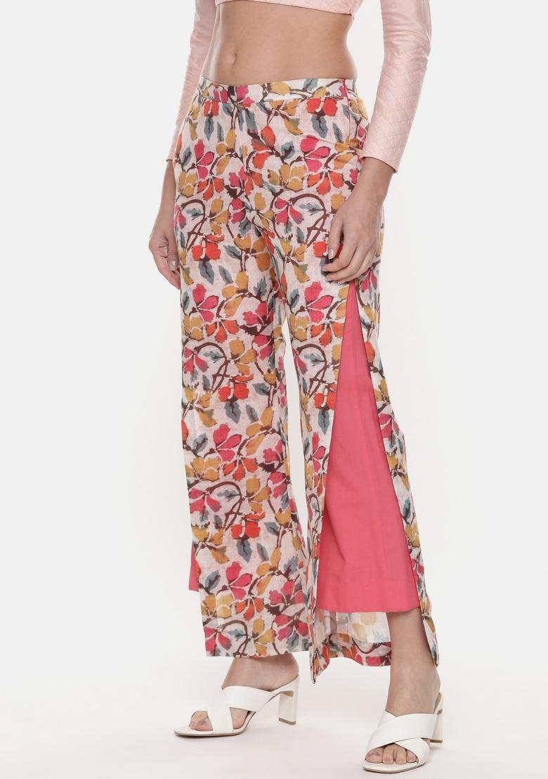 Red And Yellow And Printed Cotton Pant