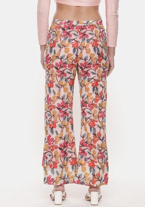 Red And Yellow And Printed Cotton Pant