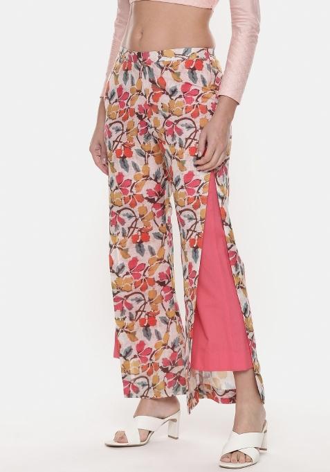 Red And Yellow And Printed Cotton Pant