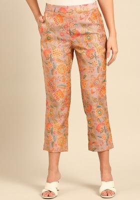 Pink Printed Silk Pant