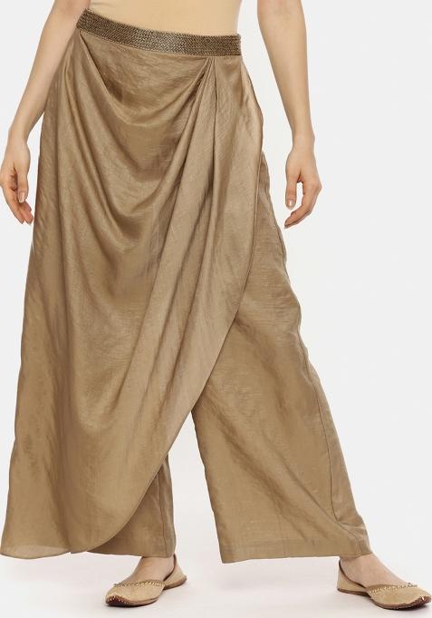 Bronze Solid Silk Pant