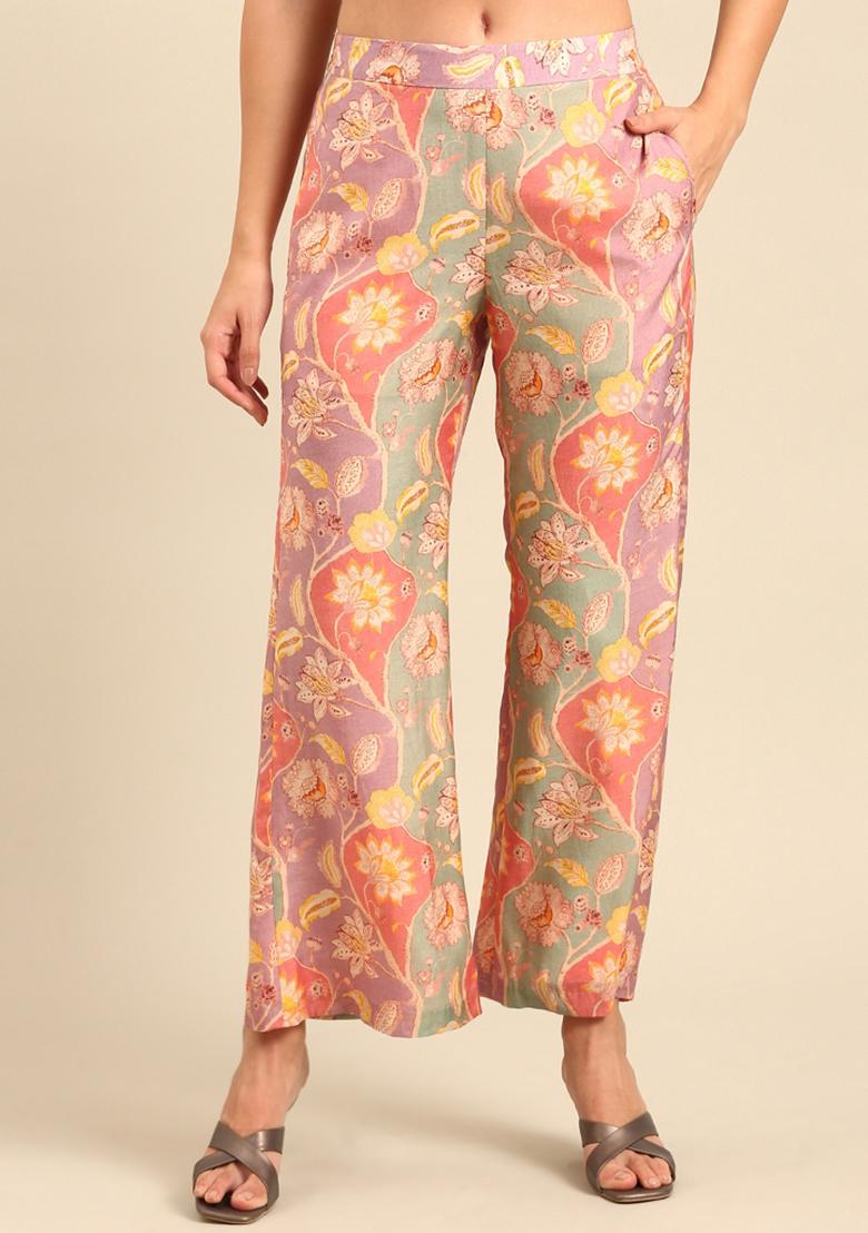 Peach Printed Muslin Pant