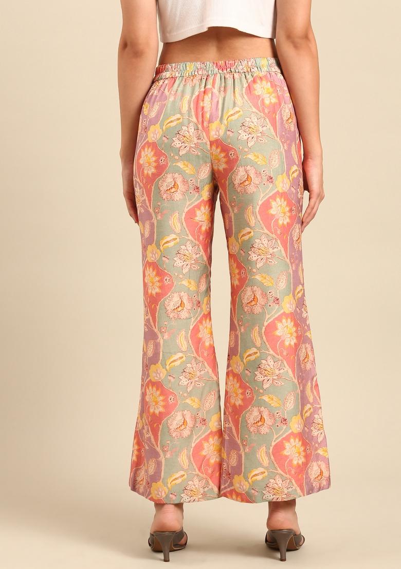 Peach Printed Muslin Pant
