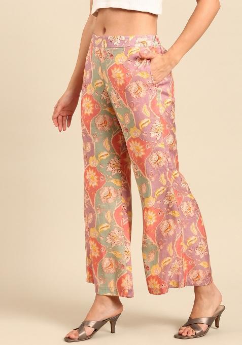 Peach Printed Muslin Pant