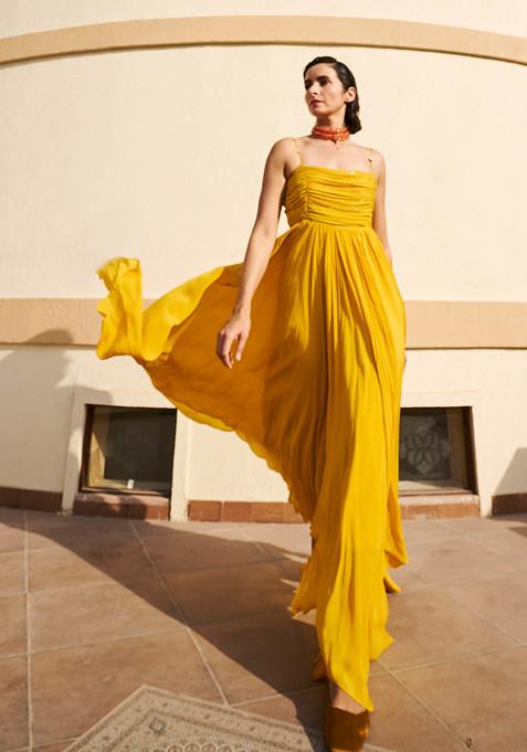 Mustard Yellow Embroidered Dress