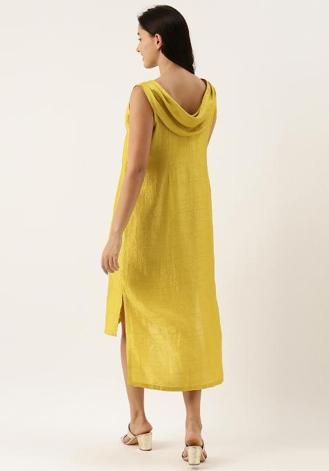 Yellow Solid Silk Dress