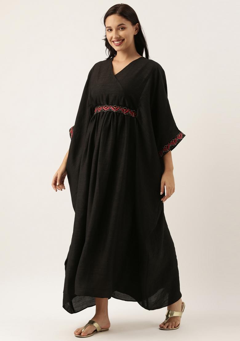 Black Solid Silk Dress