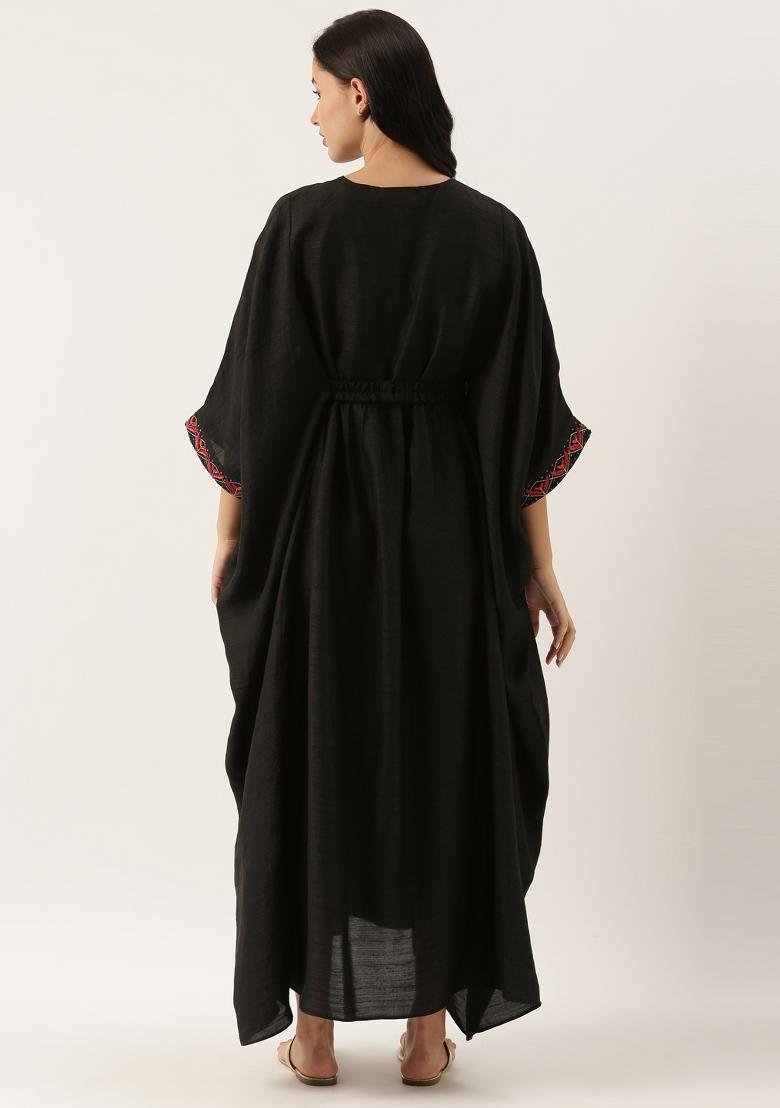 Black Solid Silk Dress