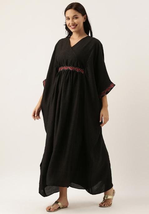 Black Solid Silk Dress