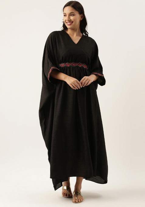 Black Solid Silk Dress