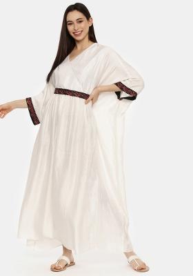 Ivory Solid Silk Dress