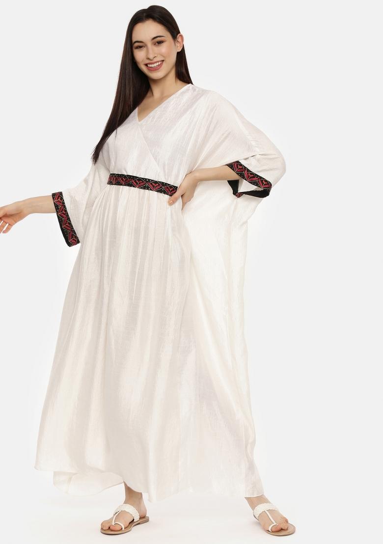 Ivory Solid Silk Dress